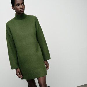 Zara Olive Long Sleeve Knit Dress